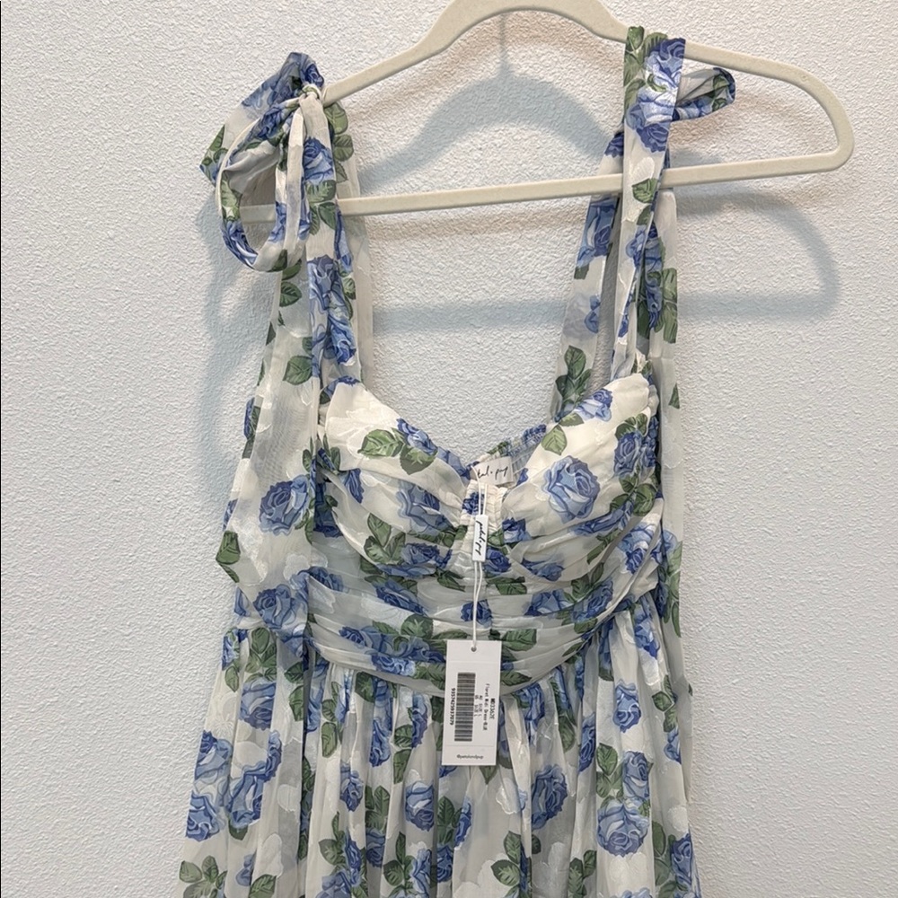 Petal & Pup Blue Floral Midi Dress - Picture 3 of 8